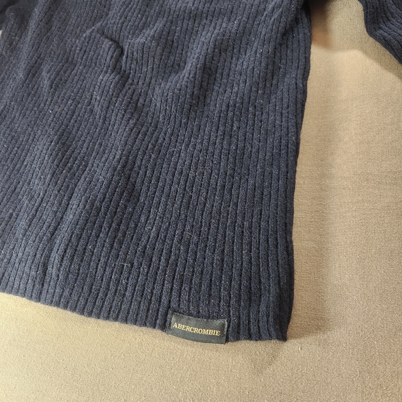 Vintage Abercrombie & Fitch Men's Navy Blue Ribbed Sweater Medium - Picture 5 of 7